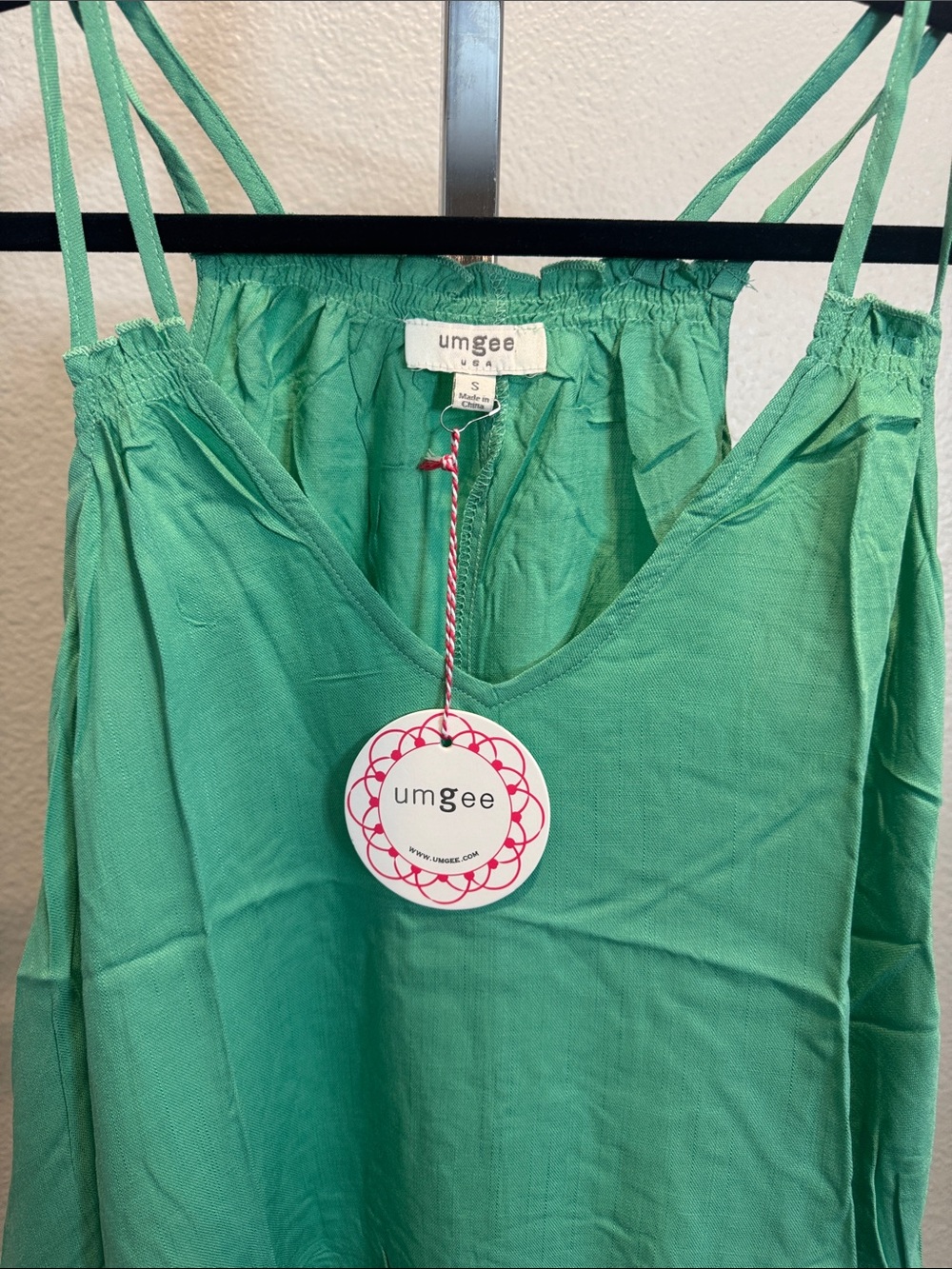 Umgee Green Double-Strap Ruffle Hem Camisole - Picture 2 of 3